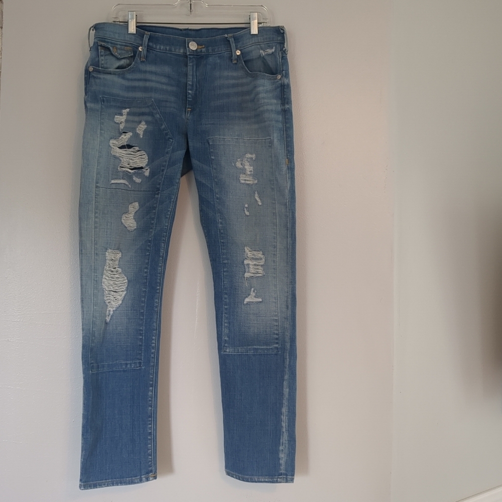 True Religion Jeans Women's 33X29 Distressed Audrey Slim Boyfriend Thrashed USA